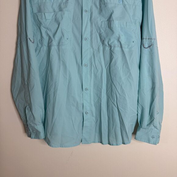 Columbia PFG Shirt Mens Large Blue Omni-Shade Fishing Long Sleeve UPF Quick Dry - Picture 3 of 11
